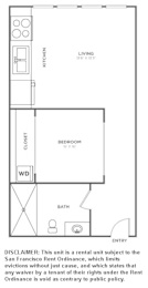 A drawing of a floor plan of a rental unit.