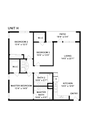 A black and white image of a floor plan for Unit H.