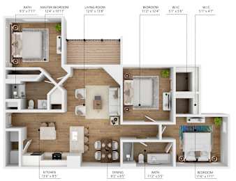 A floor plan of a house with labeled rooms and dimensions.