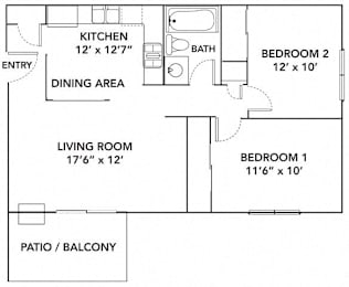 2 bed 1 bath A at Sutton Hill Apartments, Des Moines, IA, 50320