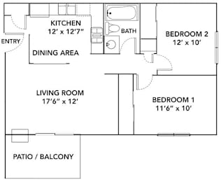 2 bed 1 bath A at Sutton Hill Apartments, Des Moines, IA, 50320