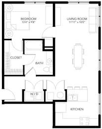 A8 1Bed 1Bath at Vue Apartments, Des Moines, Iowa