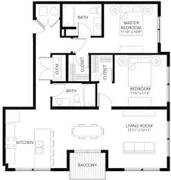 C4 2Bed 2Bath at Vue Apartments, Des Moines, IA