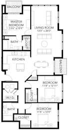 D10 3Bed 2Bath at Vue Apartments, Des Moines, Iowa