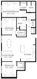 D4 3Bed 2Bath at Vue Apartments, Iowa