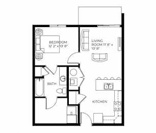 1Bed 1Bath-B at Meadowlark Place Apartments, Grimes, Iowa