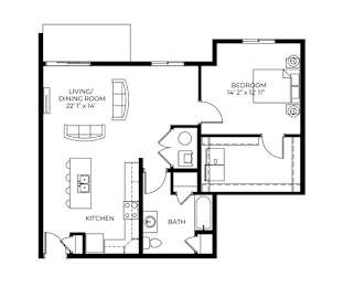 1Bed 1Bath-D at Meadowlark Place Apartments, Grimes