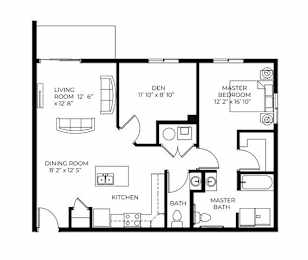 1Bed 2Bath at Meadowlark Place Apartments, Iowa, 50111