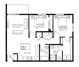 2Bed 2Bath at Meadowlark Place Apartments, Grimes, IA,  50111