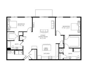 2Bed 2Bath-A at Meadowlark Place Apartments, IA, 50111