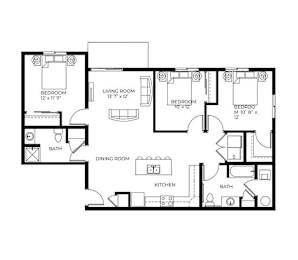 3Bed 2Bath-A at Meadowlark Place Apartments, Grimes, IA,  50111