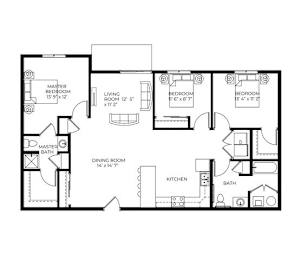 3Bed 2Bath-B at Meadowlark Place Apartments, Grimes, IA