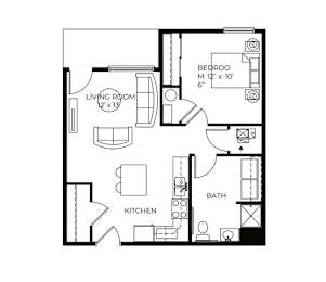 1Bed 1Bath-A at Meadowlark Place Apartments, IA, 50111