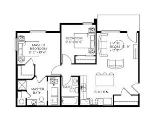 2Bed 2Bath-C at Meadowlark Place Apartments, Georgia