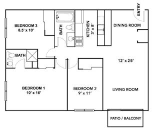 D1 Floor Plan at Bristol Ridge, Urbandale, IA, 50322