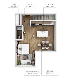 A16 Floor Plan at Linc, Des Moines, 50309