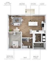 A23 Floor Plan at Linc, Iowa, 50309