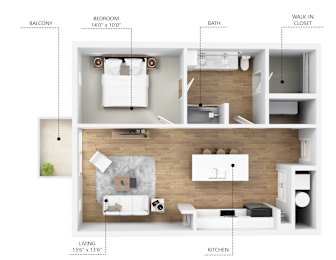 A9HC Floor Plan at Linc, Des Moines, IA
