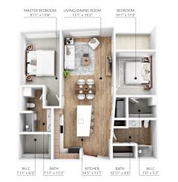 B1 Floor Plan at Linc, Des Moines, 50309