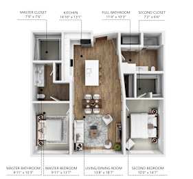 B2 Floor Plan at Linc, Des Moines Iowa