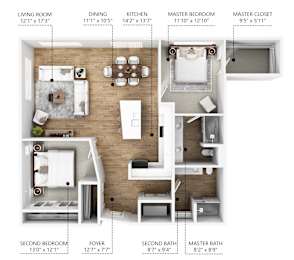 B9 Floor Plan at Linc, Des Moines, IA 50309