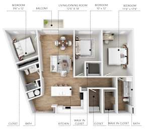 C1 Floor Plan at Linc, Des Moines, 50309