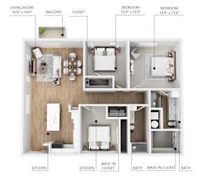 C3 Floor Plan at Linc, Des Moines
