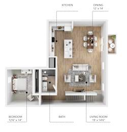 D1 Floor Plan at Linc, Des Moines, IA