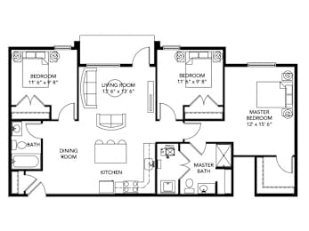3Bed 2Bath-I at Meadowlark Place Apartments, Iowa, 50111