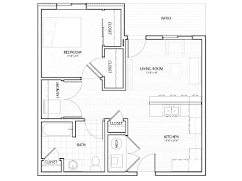 A1 1Bed 1Bath-f at Melbourne Apartments, Des Moines
