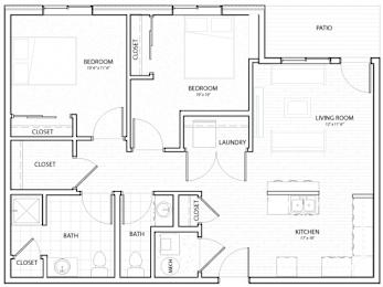 C2 2Bed 2Bath-G at Melbourne Apartments, Des Moines, IA