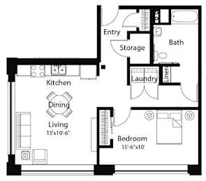 A16 1Bed 1Bath at Spaulding Lofts Apartments, Grinnell, IA, 50112