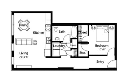 A5 1Bed 1Bath at Spaulding Lofts Apartments, Grinnell, IA, 50112