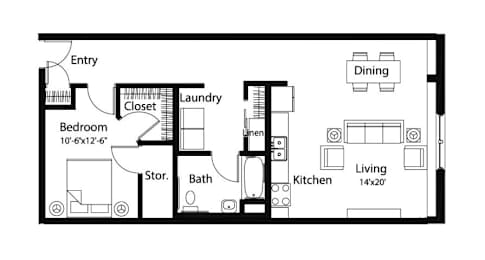 A7 1Bed 1Bath at Spaulding Lofts Apartments, IA, 50112