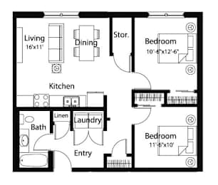 B1 2Bed 1Bath at Spaulding Lofts Apartments, Grinnell, IA