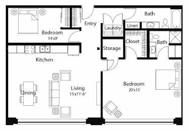 C13 2Bed 2Bath at Spaulding Lofts Apartments, IA, 50112