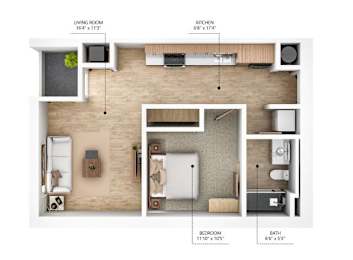 A1 Floor Plan at City Square Lofts, Des Moines