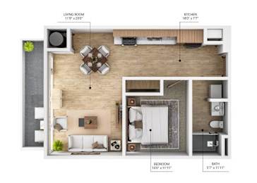 A2 Floor Plan at City Square Lofts, Iowa