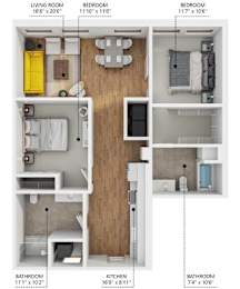 B2 Floor Plan at Plant 1 Lofts, N. Newton, IA