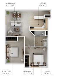 2Bed 1Bath at Peach Tree Apartments, Ankeny