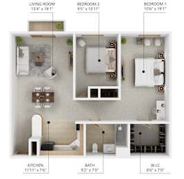 B5 2Bed 1Bath at Peach Tree Apartments, Ankeny, IA