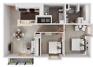 A 3D rendered image of a modern bathroom interior.
