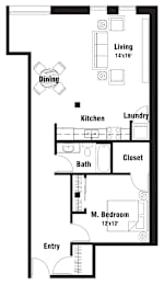 A10 Floor Plan at Riverpoint Lofts, Des Moines, IA 50309