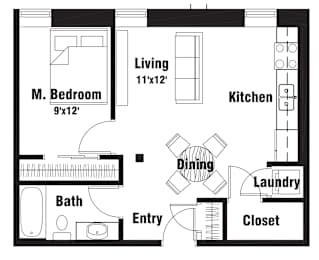 A1 Floor Plan at Riverpoint Lofts, Iowa