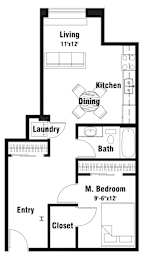 A2 Floor Plan at Riverpoint Lofts, Iowa
