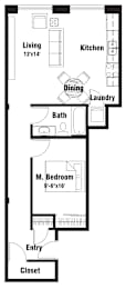 A3 Floor Plan at Riverpoint Lofts, Des Moines, 50309