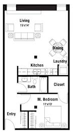 A6 Floor Plan at Riverpoint Lofts, Iowa, 50309