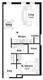 A8 Floor Plan at Riverpoint Lofts, Des Moines Iowa