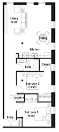 B3 Floor Plan at Riverpoint Lofts, Des Moines, IA 50309