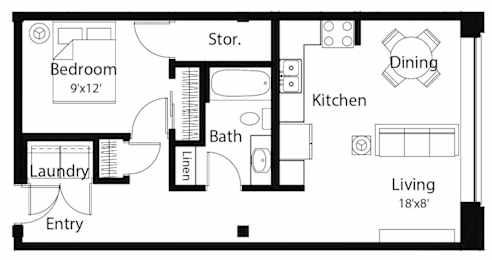 A14 1Bed 1Bath-A at Spaulding Lofts Apartments, Grinnell, Iowa